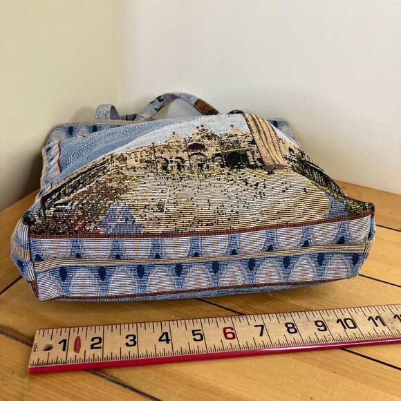 Venice Tapestry Tote Bag Purse w/ Zipper Italy Scenery Design 12" Venezia - Picture 8 of 8